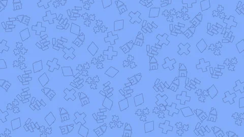 Seamless blue jigsaw puzzle pattern with delicate hand drawn outline pieces Vidéo 333052412