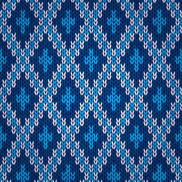 Seamless Blue Knitted Pattern Stock Illustration