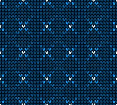 Seamless blue knitting pattern Stock Illustration