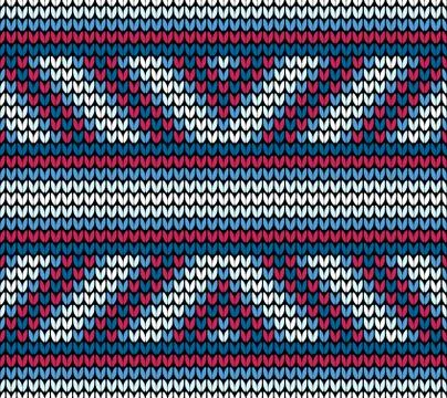 Seamless blue lines knitting pattern Stock Illustration