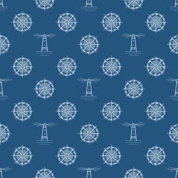 Seamless Blue Maritime Pattern Stock Illustration