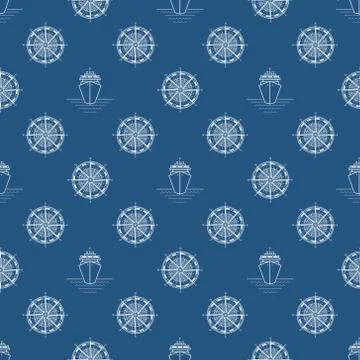 Seamless Blue Maritime Pattern Illustrazione stock