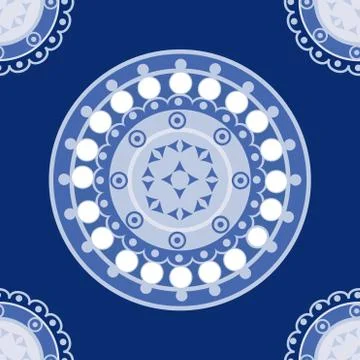Seamless blue pattern for ceramic, porcelain, chinaware design Stock Illustration