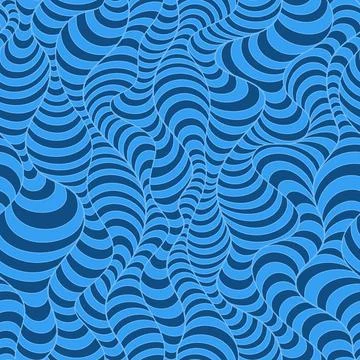 Seamless blue pattern of curved stripes and waves.Striped blue seamless pattern 스톡 일러스트