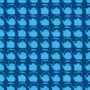 Seamless Blue Pattern with Kettle Stock Illustration