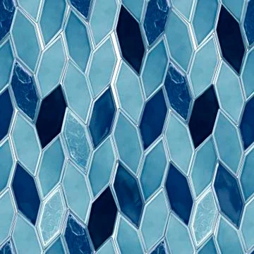 Seamless blue pattern made of precious shiny tiles, ceramic Stock Illustration
