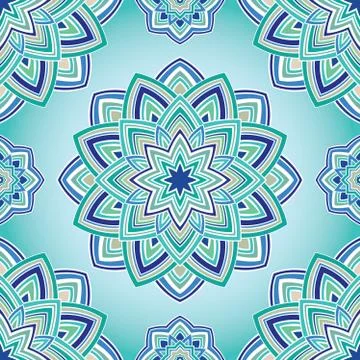 Seamless blue pattern of mandala. Stock Illustration