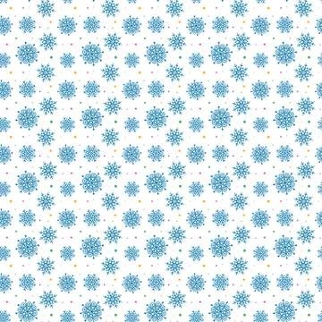 Seamless blue pattern of many snowflakes on white background. Christmas winte Stock-Illustration