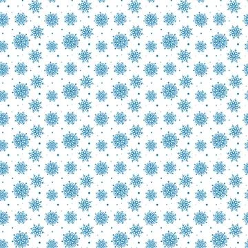 Seamless blue pattern of many snowflakes on white background. Christmas winte Stock-Illustration