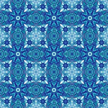 Seamless blue pattern. Vintage decorative elements. Hand drawn background. Islam 스톡 일러스트