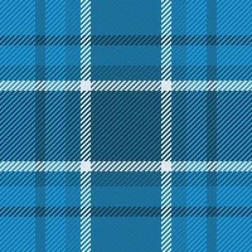 A seamless blue plaid pattern featuring a classic tartan fabric texture. This Stock Illustration
