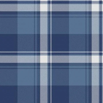 A seamless blue plaid pattern featuring a classic tartan design with a textur Stock Illustration