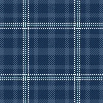 A seamless blue plaid pattern featuring a classic checkered fabric texture. T Stock Illustration