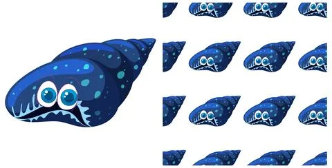 Seamless Blue Sea Creature Pattern Illustrazione stock
