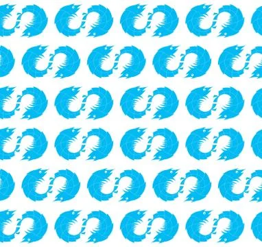 Seamless Blue Shrimp Pattern Stock Illustration