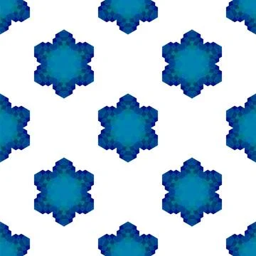 Seamless Blue Snowflake Pattern Seamless Blue Snowflake Pattern. Geometric... 스톡 사진