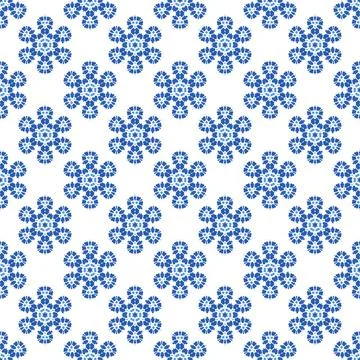 Seamless Blue Snowflake Pattern Seamless Blue Snowflake Pattern. Geometric... 스톡 사진