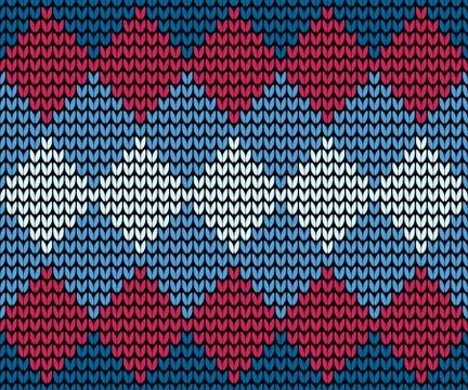 Seamless blue squares knitting Stock Illustration