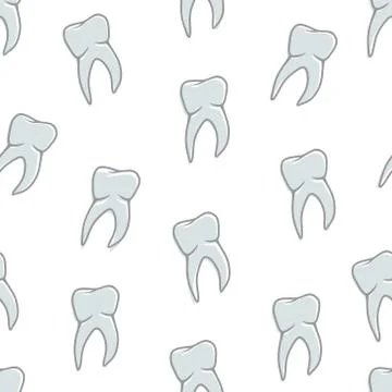Seamless blue teeth pattern on white background Stock Illustration