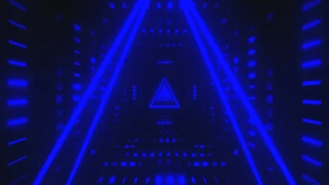 Seamless blue tunnel video loop with glowing triangular patterns Stock Footage 319070253