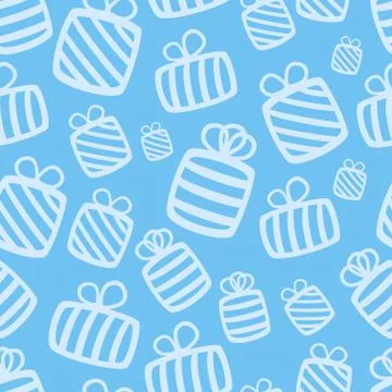 Seamless blue vector gift pattern Stock Illustration