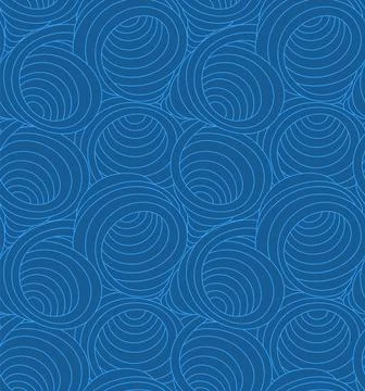 Seamless blue vector pattern of swirls and abstract shapes drawn with thin lines Stock Illustration