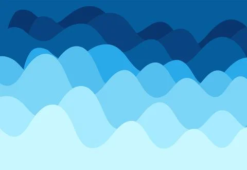 Seamless blue wave pattern with smooth flowing lines inspired by summer wat.. Stock Illustration