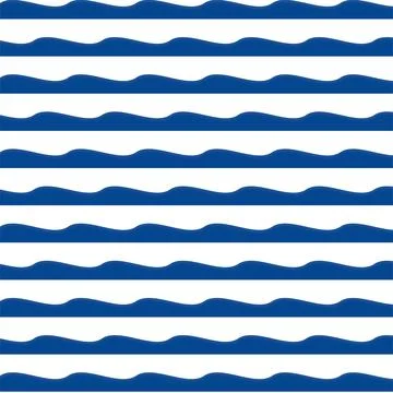 Seamless blue wave pattern on white background Stock Illustration