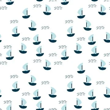 Seamless boats pattern Stock Illustration