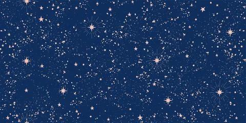 Seamless boho pattern with stars on a blue background for tarot, astrology Stock Illustration