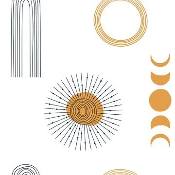 Seamless boho pattern with sunshine Stock Illustration