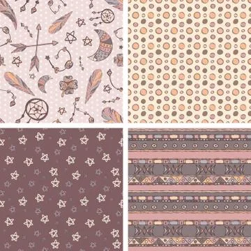 Seamless boho patterns Stock Illustration