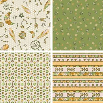 Seamless boho patterns Stock Illustration