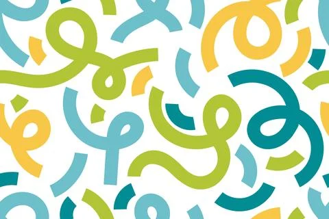 Seamless bold curly line pattern with geometric curved lines and swirls, sq.. 스톡 일러스트