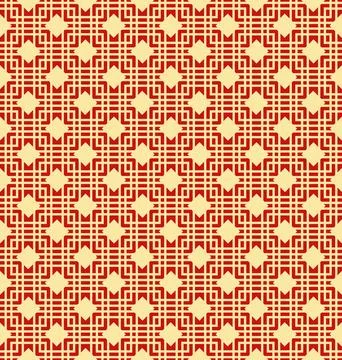 Seamless Bold Geometric Chinese Pattern with Interlocking Lines, Squares, an Stockillustratie