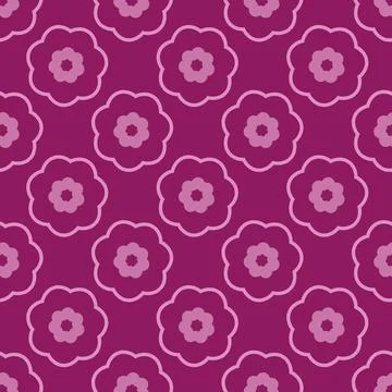 Seamless Bold Purple Floral Pattern on Dark Background Stock Illustration
