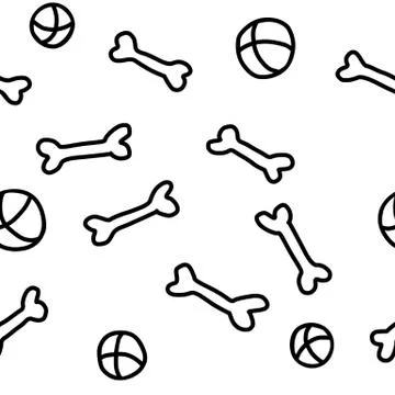 Seamless bones and balls pattern. Pet shop vector background. イラスト素材