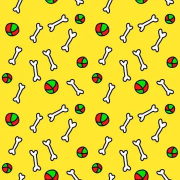 Seamless bones and balls pattern. Pet shop vector background. イラスト素材
