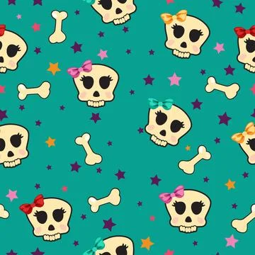 Seamless with bones and skull glamorous Stock Illustration