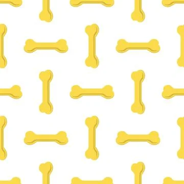 Seamless Bones for Dog Pattern Set of Yellow Bones Isolated on White Backg... Stock Photos