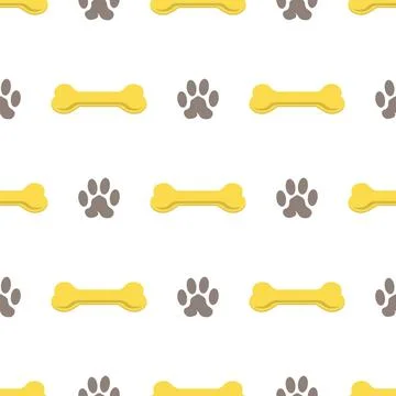 Seamless Bones for Dog Pattern Set of Yellow Bones Isolated on White Backg... Stock Photos
