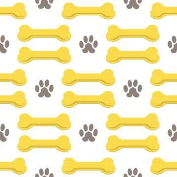 Seamless Bones for Dog Pattern Set of Yellow Bones Isolated on White Backg... 스톡 사진