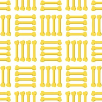 Seamless Bones for Dog Pattern Set of Yellow Bones Isolated on White Backg... Stock Photos