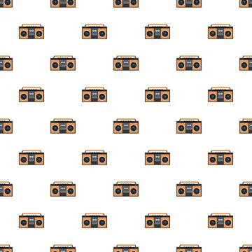 Seamless boombox pattern background representing retro music player Stock Illustration