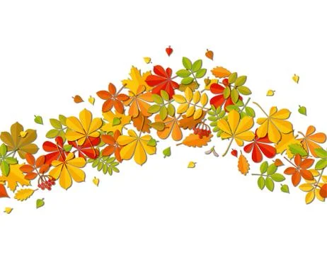 Seamless border Autumn falling leaf isolated on white background. Illustrazione stock