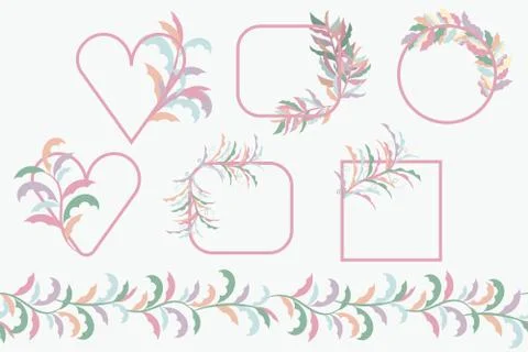 Seamless border with branches. frames for postcards or logos. Stock Illustration