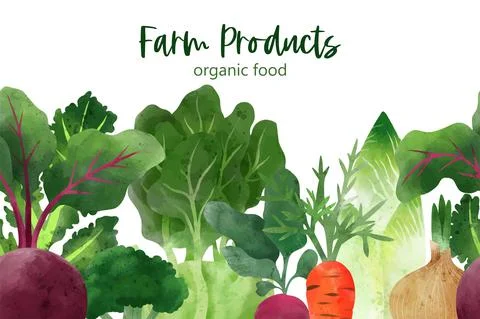 Seamless border composed of fresh vegetables and herbs Stock Illustration