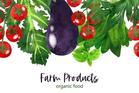 Seamless border composed of fresh vegetables and herbs Stock Illustration
