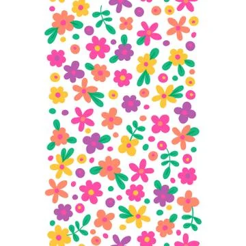 Seamless border with cute flowers Stock Illustration
