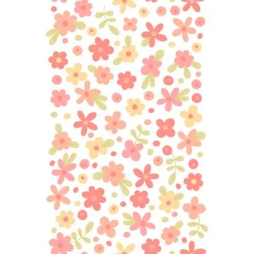 Seamless border with cute flowers Stock Illustration